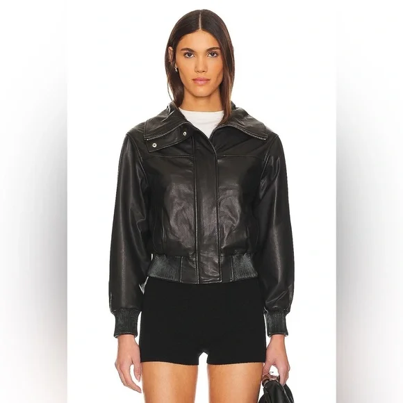 ALLSAINTS Etta Jacket Black Leather Size US 00 - Picture 2 of 7